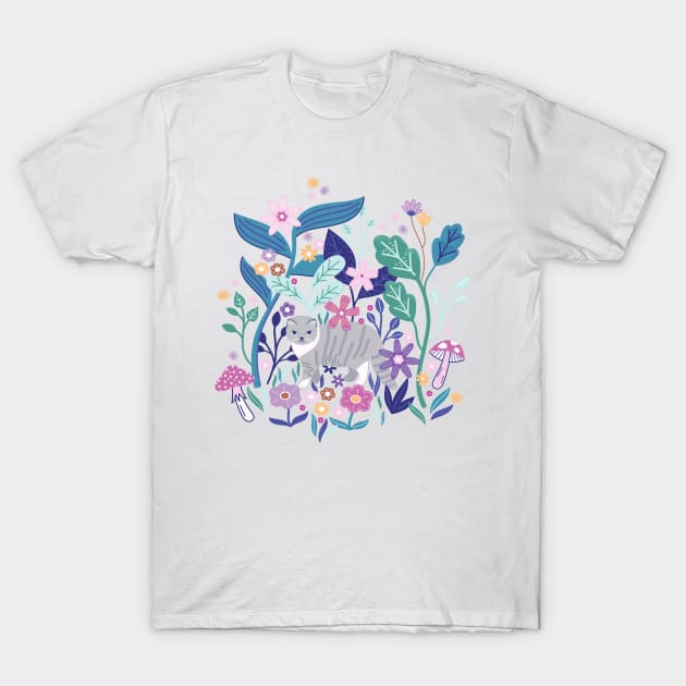 Cat in the Garden T-Shirt by CarlyWatts